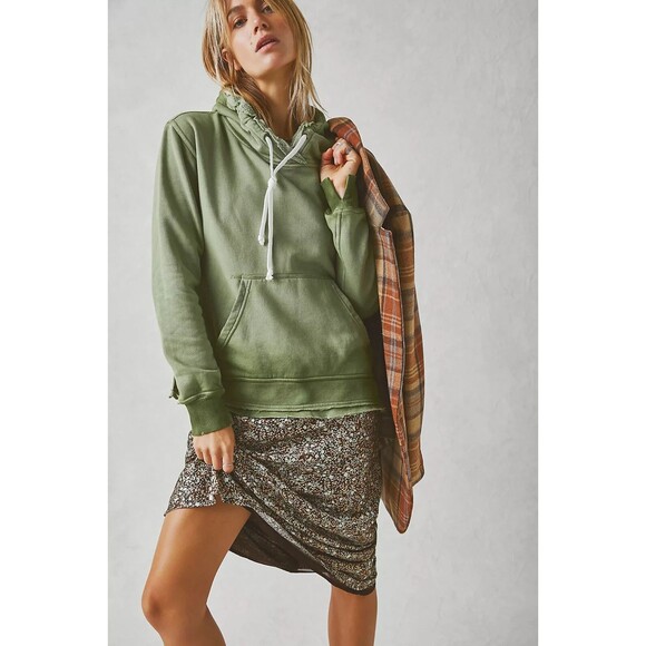 Free People We The Free Zuma Hooded Sweatshirt Top Oversized Ombre XS New 262930 - Picture 1 of 13